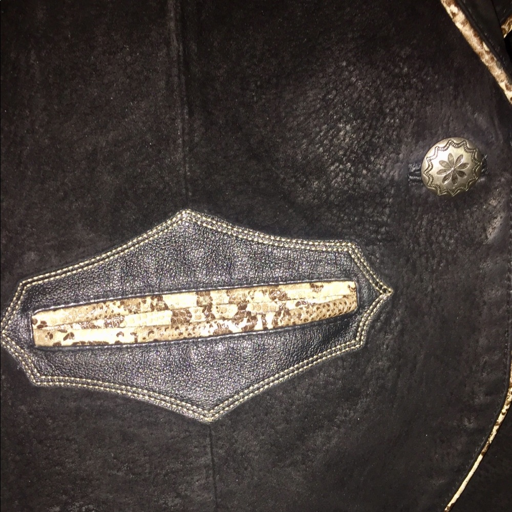 Cripple Creek Leather Jacket with Snakeskin Print - Picture 4 of 7